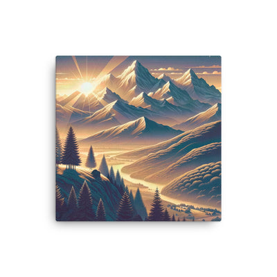 Alpen-Morgendämmerung, erste Sonnenstrahlen auf Schneegipfeln - Dünne Leinwand berge xxx yyy zzz 40.6 x 40.6 cm