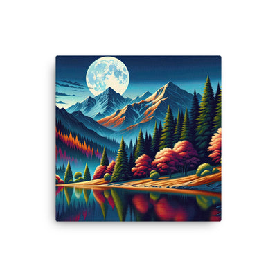 Ruhiger Herbstabend in den Alpen, grün-rote Berge - Dünne Leinwand berge xxx yyy zzz 40.6 x 40.6 cm