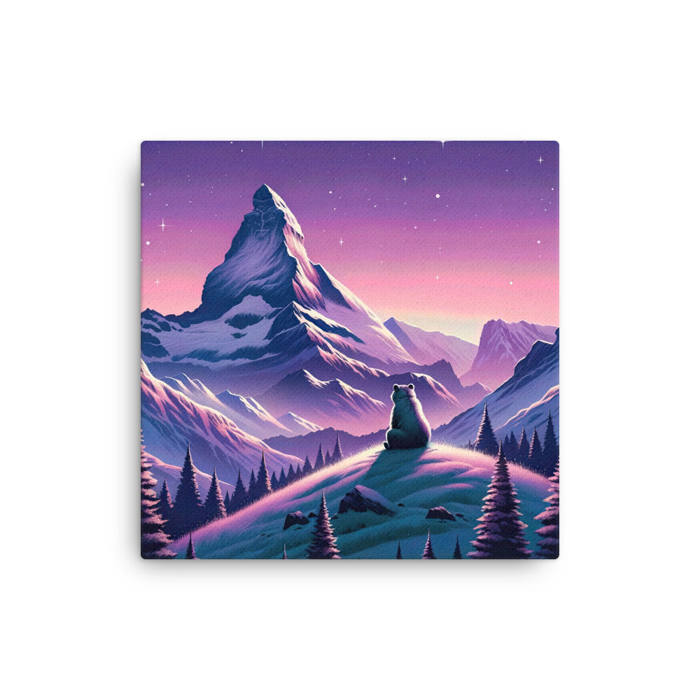 Bezaubernder Alpenabend mit Bär, lavendel-rosafarbener Himmel (AN) - Dünne Leinwand xxx yyy zzz 40.6 x 40.6 cm