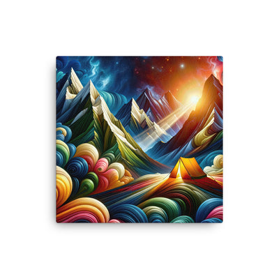 Abstrakte Bergwelt in lebendigen Farben mit Zelt - Dünne Leinwand camping xxx yyy zzz 40.6 x 40.6 cm