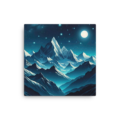 Sternenklare Nacht über den Alpen, Vollmondschein auf Schneegipfeln - Dünne Leinwand berge xxx yyy zzz 40.6 x 40.6 cm