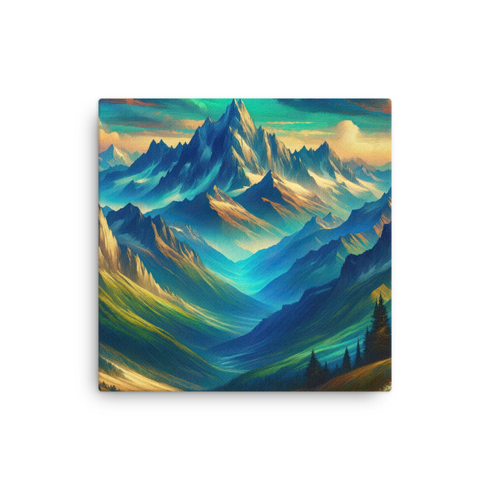 Atemberaubende alpine Komposition mit majestätischen Gipfeln und Tälern - Dünne Leinwand berge xxx yyy zzz 40.6 x 40.6 cm