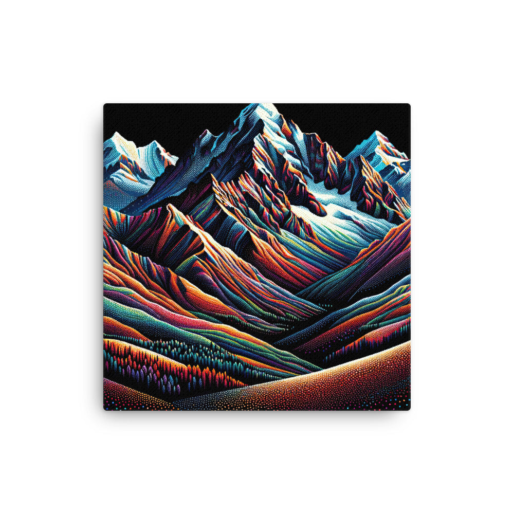 Pointillistische Darstellung der Alpen, Farbpunkte formen die Landschaft - Dünne Leinwand berge xxx yyy zzz 40.6 x 40.6 cm