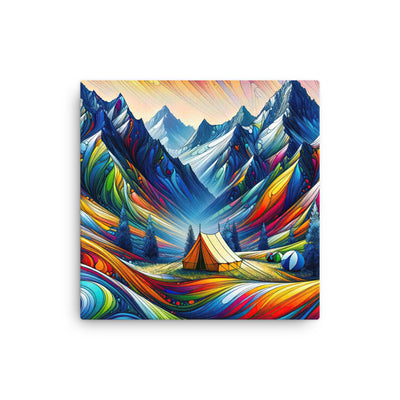 Surreale Alpen in abstrakten Farben, dynamische Formen der Landschaft - Dünne Leinwand camping xxx yyy zzz 40.6 x 40.6 cm