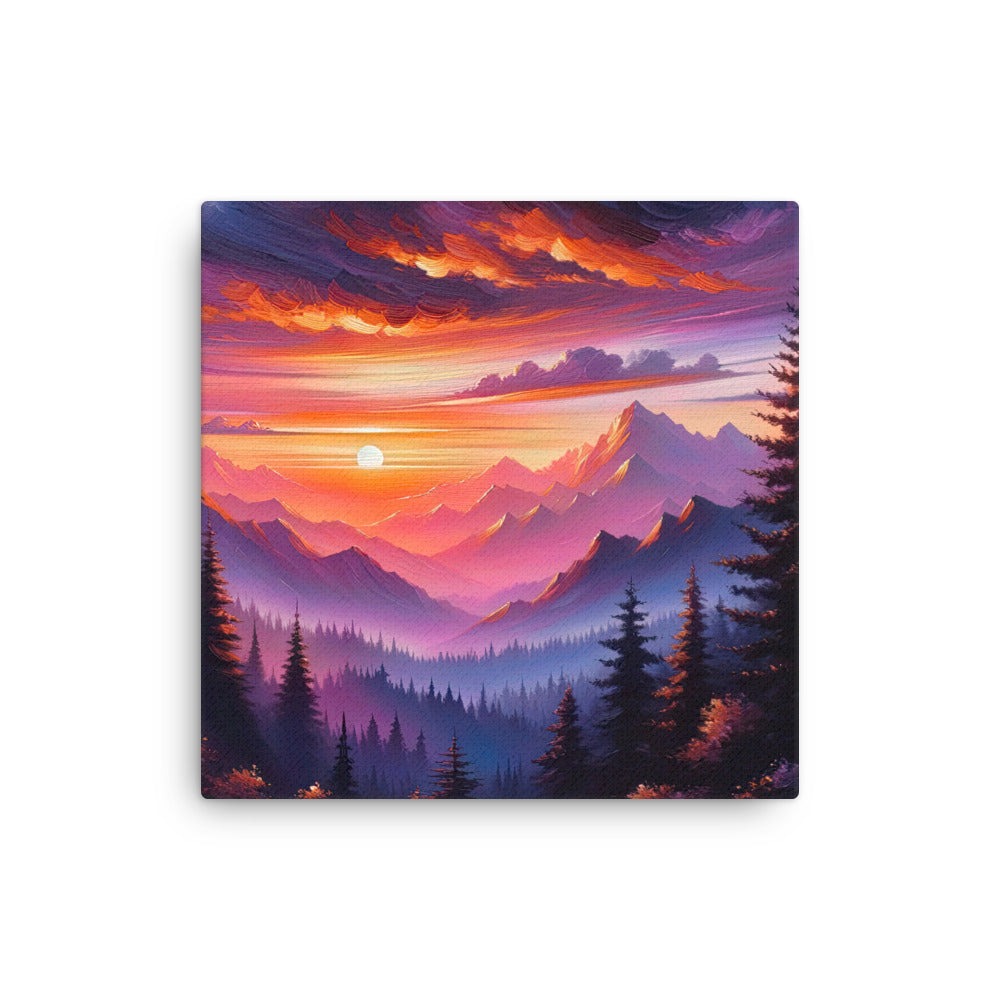 Ölgemälde der Alpenlandschaft im ätherischen Sonnenuntergang, himmlische Farbtöne - Dünne Leinwand berge xxx yyy zzz 40.6 x 40.6 cm
