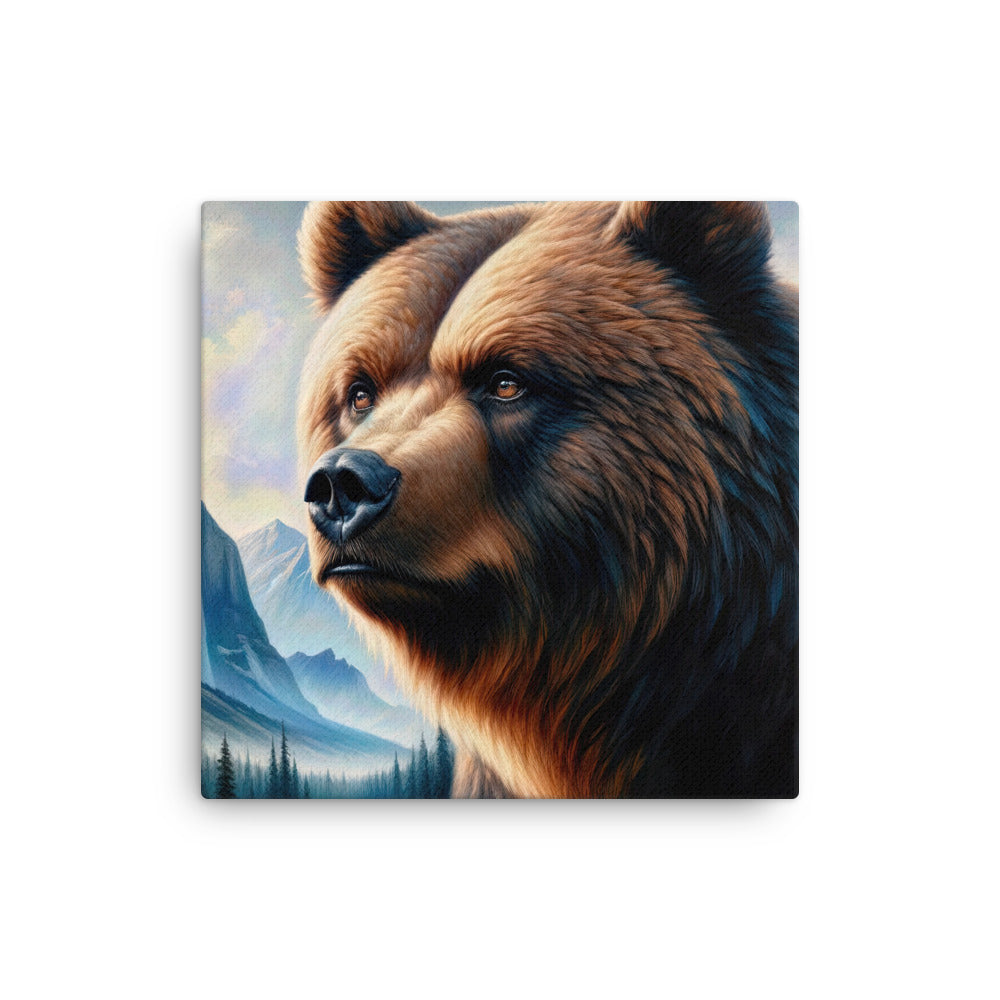 Ölgemälde, das das Gesicht eines starken realistischen Bären einfängt. Porträt - Dünne Leinwand camping xxx yyy zzz 40.6 x 40.6 cm