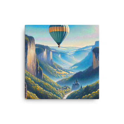 Ölgemälde einer ruhigen Szene in Luxemburg mit Heißluftballon und blauem Himmel - Dünne Leinwand berge xxx yyy zzz 40.6 x 40.6 cm