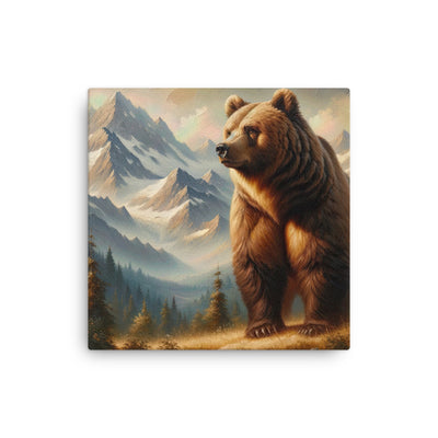 Ölgemälde eines königlichen Bären vor der majestätischen Alpenkulisse - Dünne Leinwand camping xxx yyy zzz 40.6 x 40.6 cm