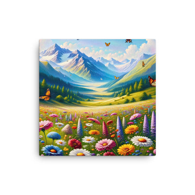 Ölgemälde einer ruhigen Almwiese, Oase mit bunter Wildblumenpracht - Dünne Leinwand camping xxx yyy zzz 40.6 x 40.6 cm