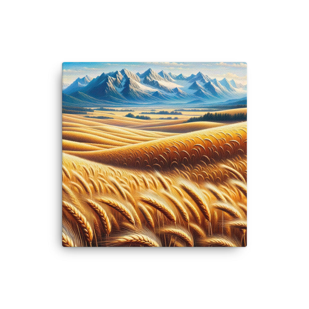Ölgemälde eines weiten bayerischen Weizenfeldes, golden im Wind (TR) - Dünne Leinwand xxx yyy zzz 40.6 x 40.6 cm