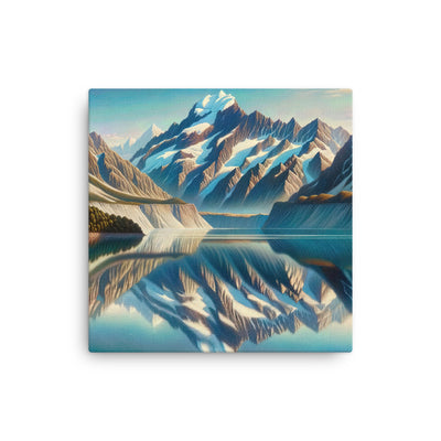 Ölgemälde eines unberührten Sees, der die Bergkette spiegelt - Dünne Leinwand berge xxx yyy zzz 40.6 x 40.6 cm