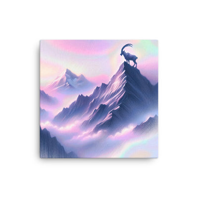 Pastellzeichnung der Alpen im Morgengrauen mit Steinbock in Rosa- und Lavendeltönen - Dünne Leinwand berge xxx yyy zzz 40.6 x 40.6 cm