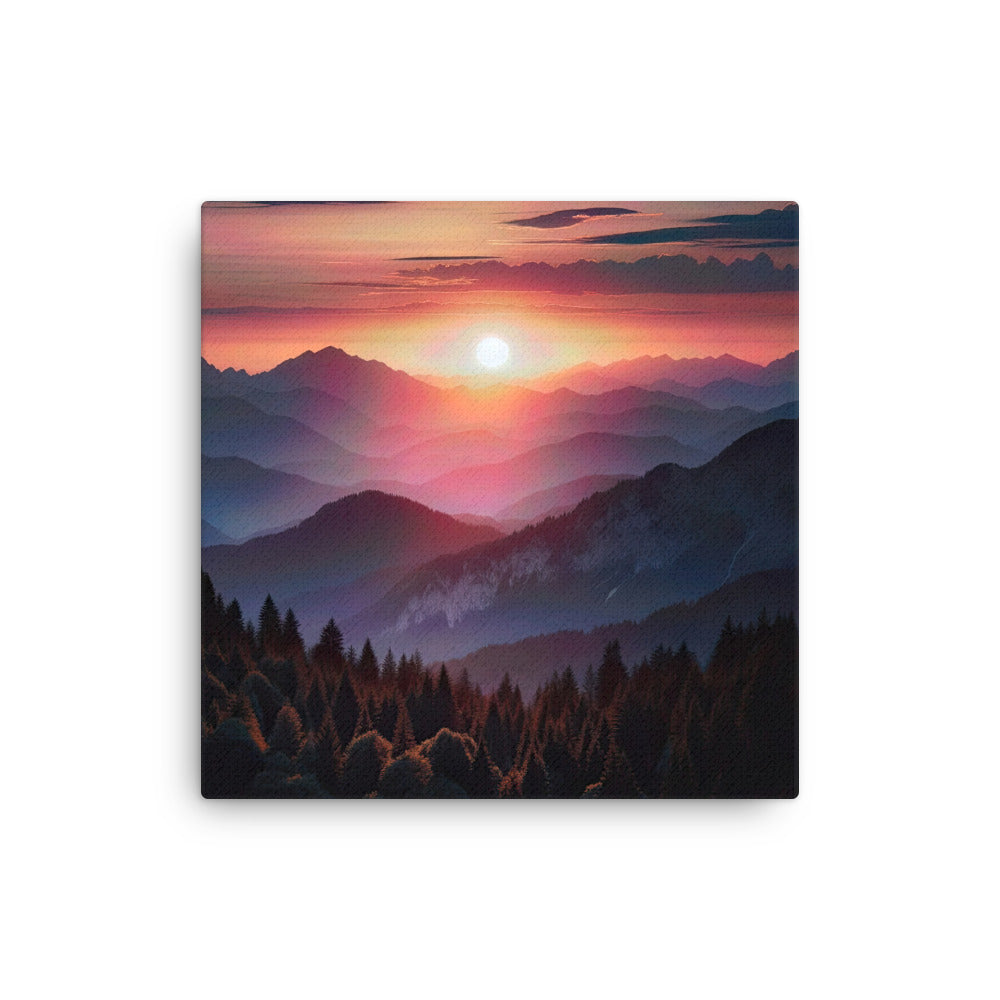 Foto der Alpenwildnis beim Sonnenuntergang, Himmel in warmen Orange-Tönen - Dünne Leinwand berge xxx yyy zzz 40.6 x 40.6 cm