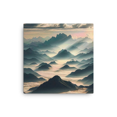 Foto der Alpen im Morgennebel, majestätische Gipfel ragen aus dem Nebel - Dünne Leinwand berge xxx yyy zzz 40.6 x 40.6 cm