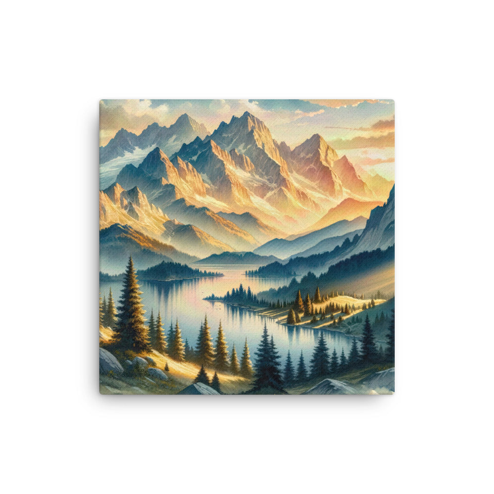 Aquarell der Alpenpracht bei Sonnenuntergang, Berge im goldenen Licht - Dünne Leinwand berge xxx yyy zzz 40.6 x 40.6 cm