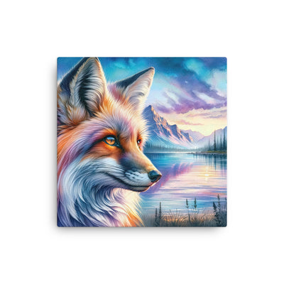 Aquarellporträt eines Fuchses im Dämmerlicht am Bergsee - Dünne Leinwand camping xxx yyy zzz 40.6 x 40.6 cm