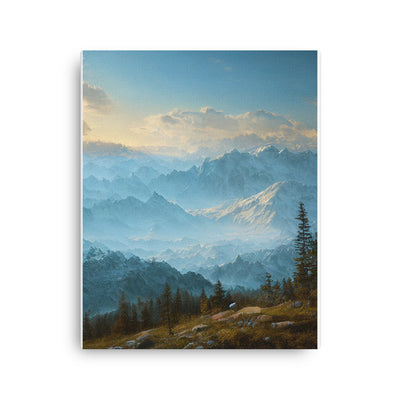 Schöne Berge mit Nebel bedeckt - Ölmalerei - Dünne Leinwand berge xxx 40.6 x 50.8 cm