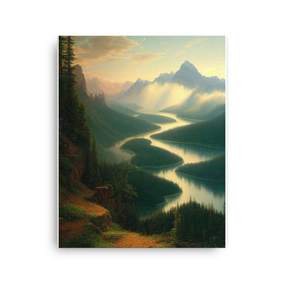 Landschaft mit Bergen, See und viel grüne Natur - Malerei - Dünne Leinwand berge xxx 40.6 x 50.8 cm