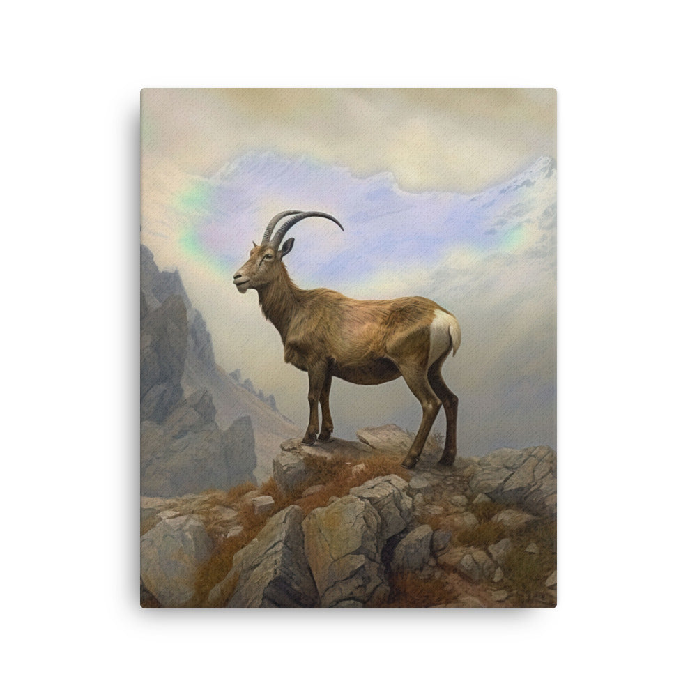 Steinbock am Berg - Wunderschöne Malerei - Dünne Leinwand berge xxx 40.6 x 50.8 cm