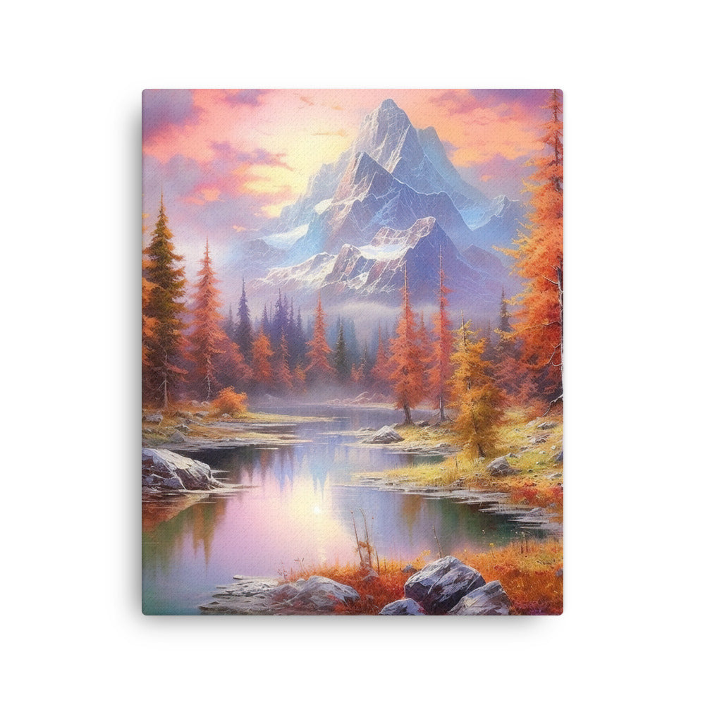 Landschaftsmalerei - Berge, Bäume, Bergsee und Herbstfarben - Dünne Leinwand berge xxx 40.6 x 50.8 cm