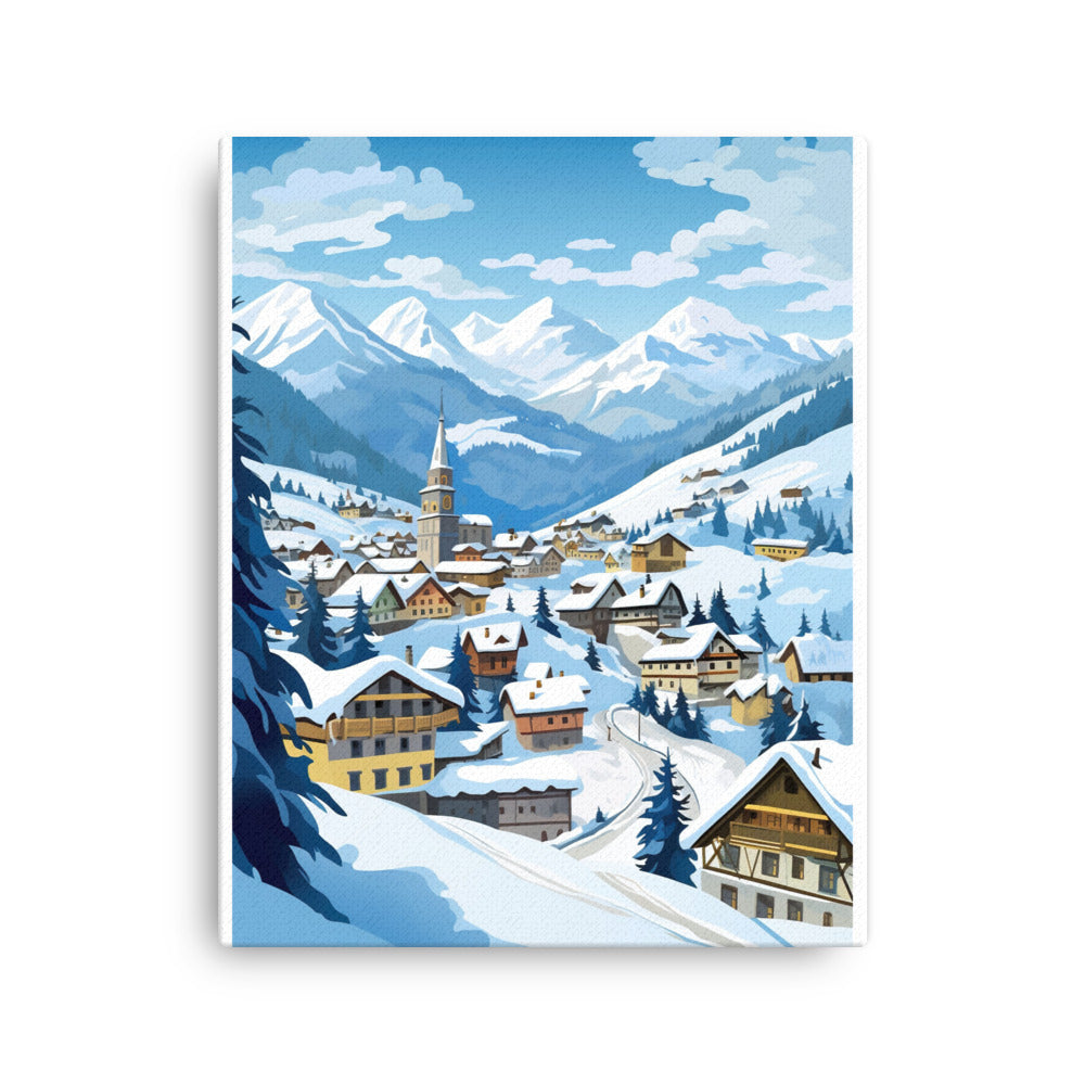 Kitzbühl - Berge und Schnee - Landschaftsmalerei - Dünne Leinwand ski xxx 40.6 x 50.8 cm