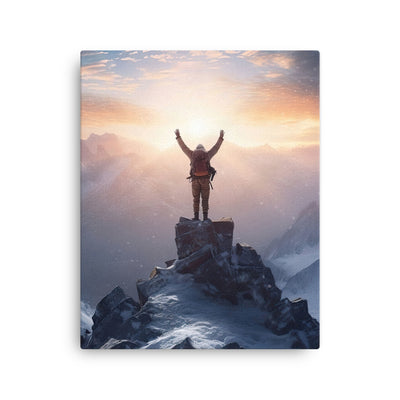 Mann auf der Spitze eines Berges - Landschaftsmalerei - Dünne Leinwand berge xxx 40.6 x 50.8 cm