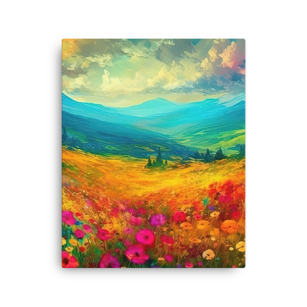 Berglandschaft und schöne farbige Blumen - Malerei - Dünne Leinwand berge xxx 40.6 x 50.8 cm