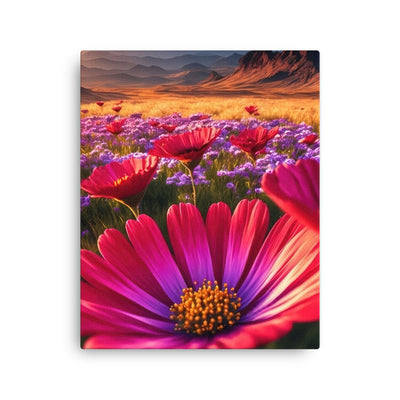 Wünderschöne Blumen und Berge im Hintergrund - Dünne Leinwand berge xxx 40.6 x 50.8 cm