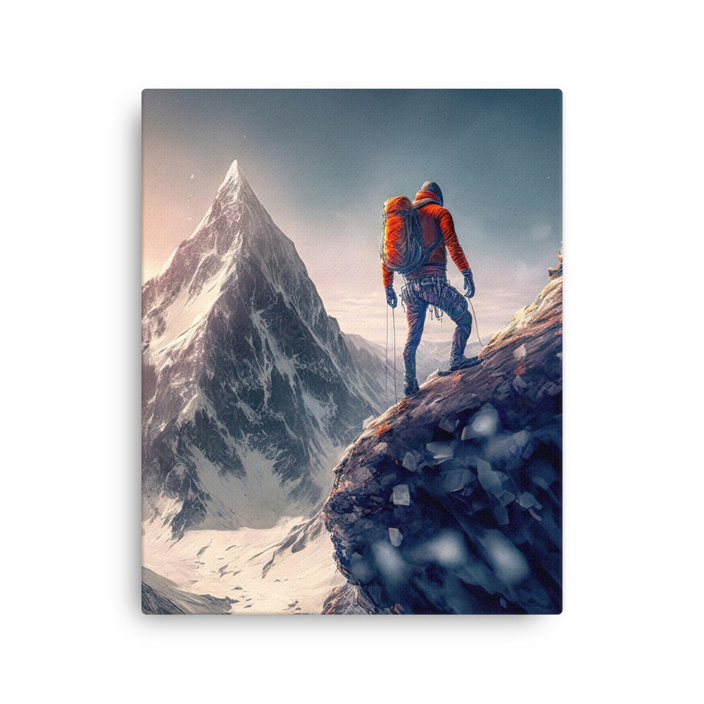 Bergsteiger auf Berg - Epische Malerei - Dünne Leinwand klettern xxx 40.6 x 50.8 cm