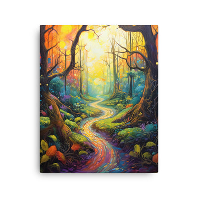 Wald und Wanderweg - Bunte, farbenfrohe Malerei - Dünne Leinwand camping xxx 40.6 x 50.8 cm