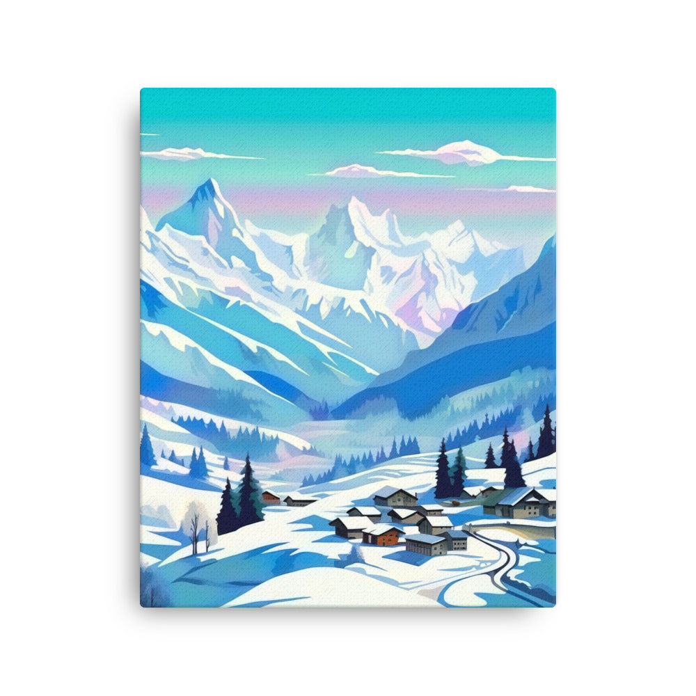 Berge und Schnee - Landschaft - Dünne Leinwand ski xxx 40.6 x 50.8 cm