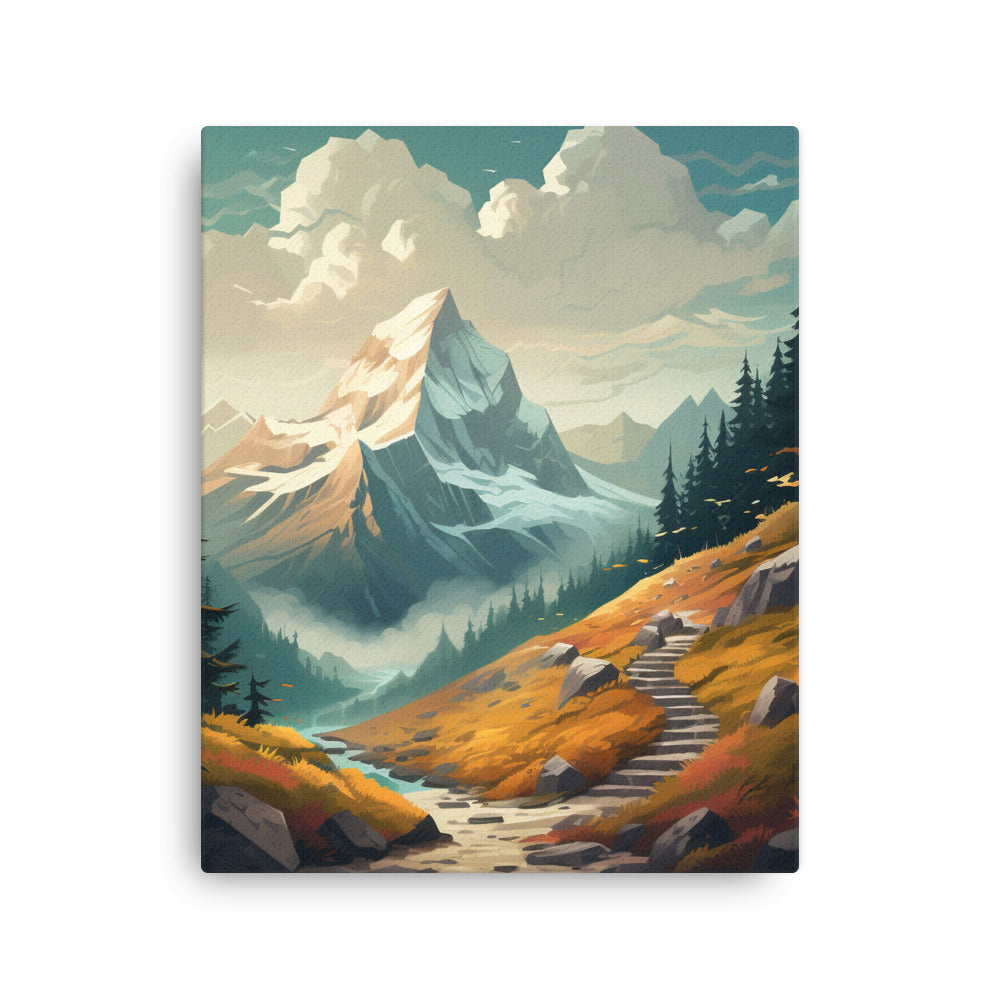 Berge, Wald und Wanderweg - Malerei - Dünne Leinwand berge xxx 40.6 x 50.8 cm