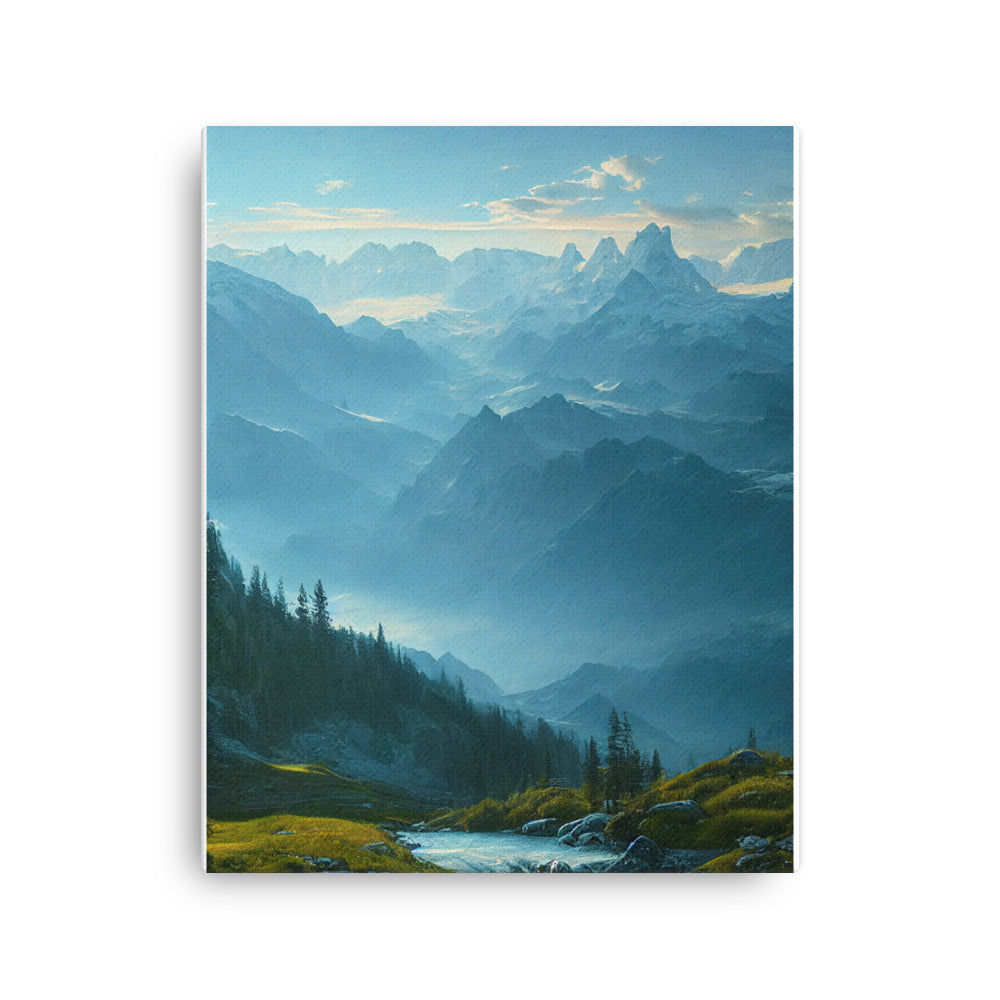 Gebirge, Wald und Bach - Dünne Leinwand berge xxx 40.6 x 50.8 cm