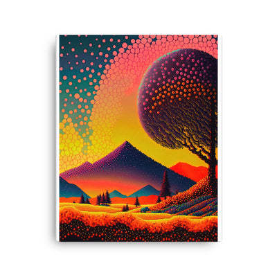 Berge und warme Farben - Punktkunst - Dünne Leinwand berge xxx 40.6 x 50.8 cm