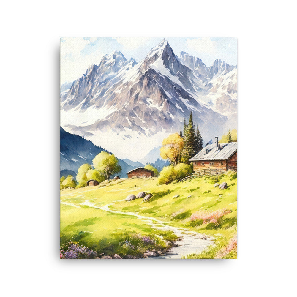 Epische Berge und Berghütte - Landschaftsmalerei - Dünne Leinwand berge xxx 40.6 x 50.8 cm