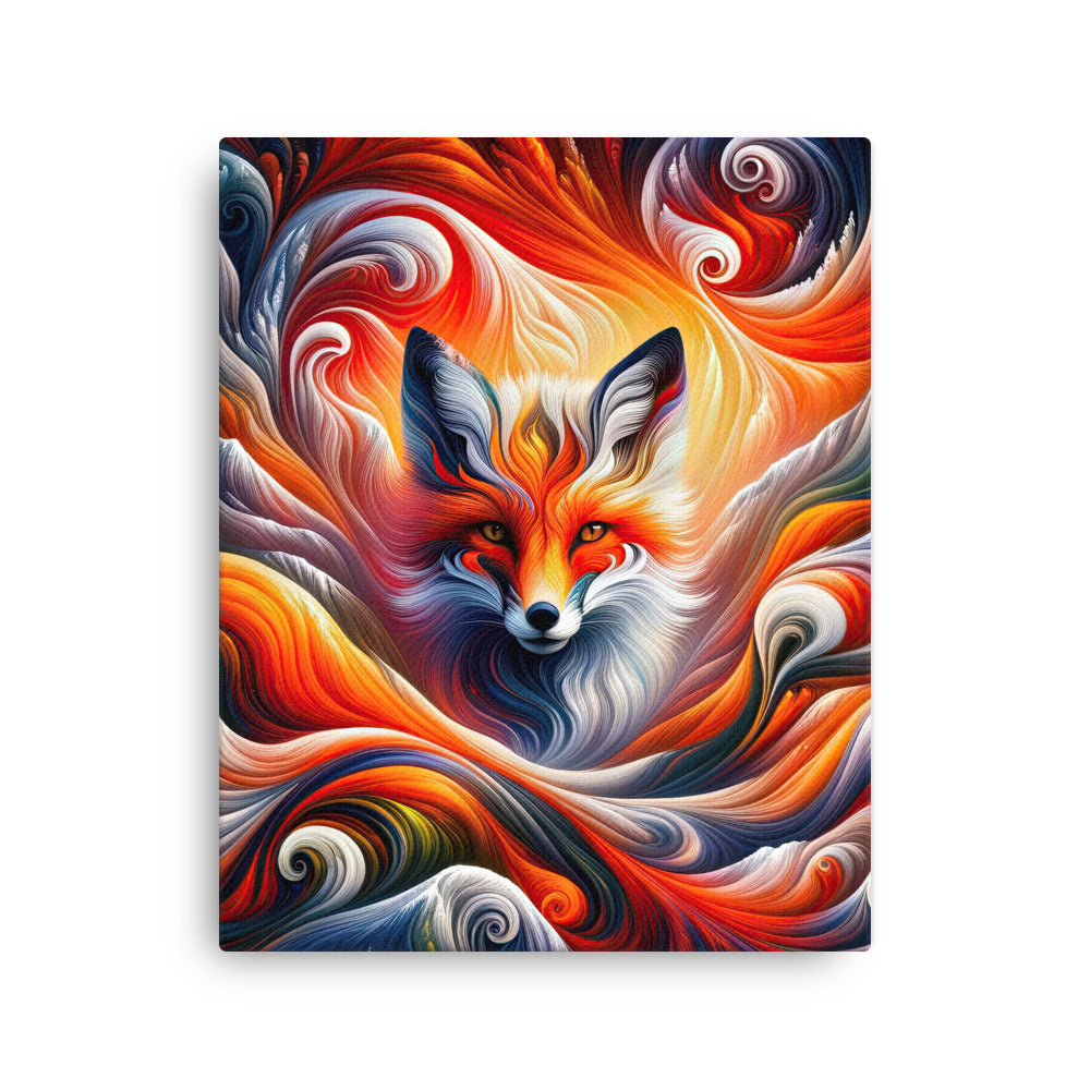 Abstraktes Kunstwerk, das den Geist der Alpen verkörpert. Leuchtender Fuchs in den Farben Orange, Rot, Weiß - Dünne Leinwand camping xxx yyy zzz 40.6 x 50.8 cm