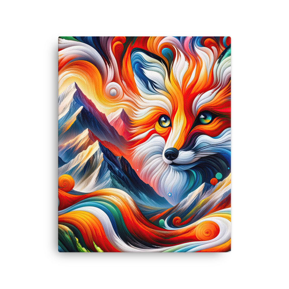 Abstrakte Kunst der Alpen voller lebendiger Farben und dynamischer Bewegung. Es dominiert ein farbiger Fuchs - Dünne Leinwand camping xxx yyy zzz 40.6 x 50.8 cm