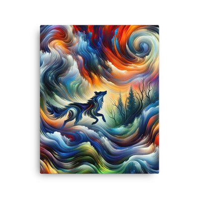Alpen Abstraktgemälde mit Wolf Silhouette in lebhaften Farben (AN) - Dünne Leinwand xxx yyy zzz 40.6 x 50.8 cm