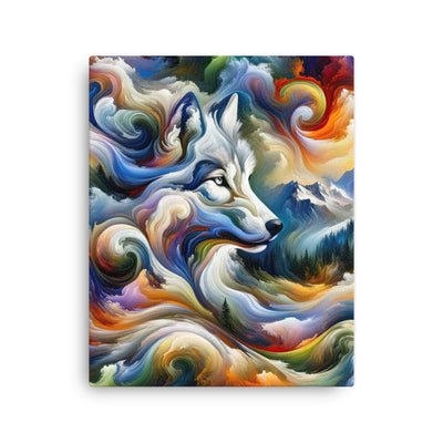 Abstraktes Alpen Gemälde: Wirbelnde Farben und Majestätischer Wolf, Silhouette (AN) - Dünne Leinwand xxx yyy zzz 40.6 x 50.8 cm
