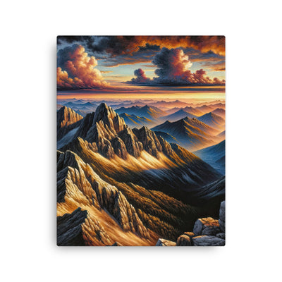 Alpen in Abenddämmerung: Acrylgemälde mit beleuchteten Berggipfeln - Dünne Leinwand berge xxx yyy zzz 40.6 x 50.8 cm