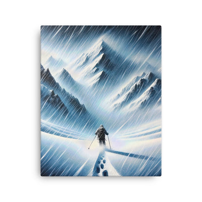 Wanderer und Bergsteiger im Schneesturm: Acrylgemälde der Alpen - Dünne Leinwand wandern xxx yyy zzz 40.6 x 50.8 cm