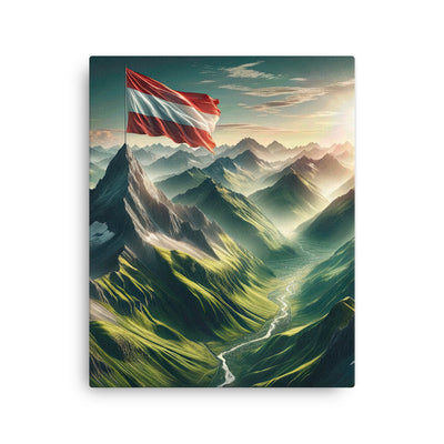 Alpen Gebirge: Fotorealistische Bergfläche mit Österreichischer Flagge - Dünne Leinwand berge xxx yyy zzz 40.6 x 50.8 cm