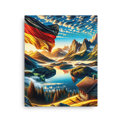 Alpen Gebirge im Morgenlicht: Kunstwerk mit Deutsche Flagge - Dünne Leinwand berge xxx yyy zzz 40.6 x 50.8 cm