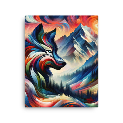 Abstrakte Kunst der Alpen mit majestätischer Wolfssilhouette. Lebendige, wirbelnde Farben, unvorhersehbare Muster (AN) - Dünne Leinwand xxx yyy zzz 40.6 x 50.8 cm