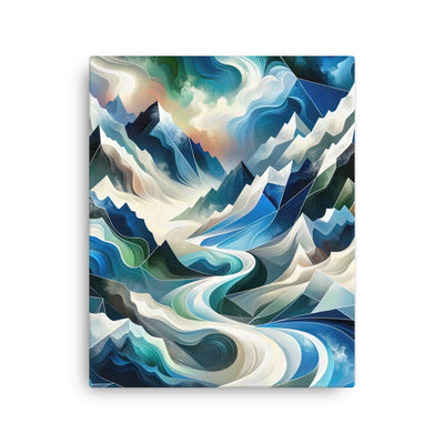 Abstrakte Kunst der Alpen, die geometrische Formen verbindet, um Berggipfel, Täler und Flüsse im Schnee darzustellen. . - Thin Canvas berge xxx yyy zzz 40.6 x 50.8 cm