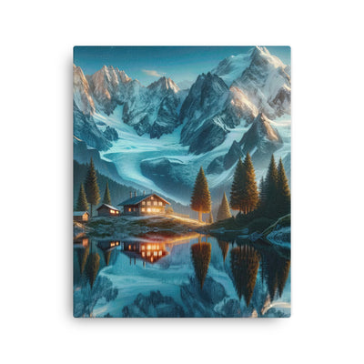 Stille Alpenmajestätik: Digitale Kunst mit Schnee und Bergsee-Spiegelung - Dünne Leinwand berge xxx yyy zzz 40.6 x 50.8 cm