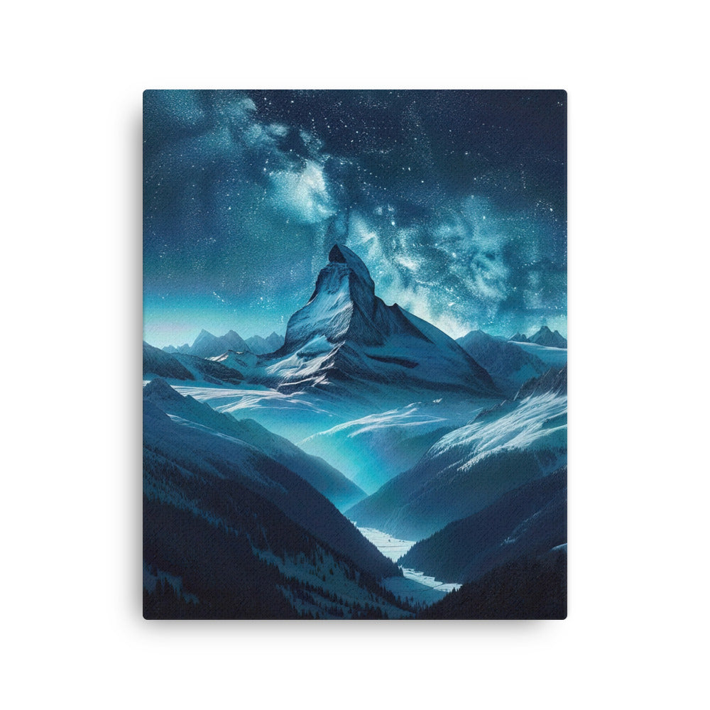 Winterabend in den Bergen: Digitale Kunst mit Sternenhimmel - Dünne Leinwand berge xxx yyy zzz 40.6 x 50.8 cm