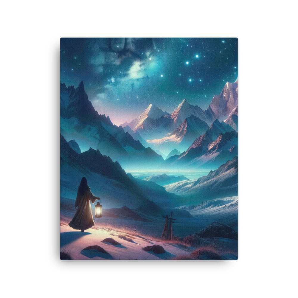 Stille Alpennacht: Digitale Kunst mit Gipfeln und Sternenteppich - Dünne Leinwand wandern xxx yyy zzz 40.6 x 50.8 cm