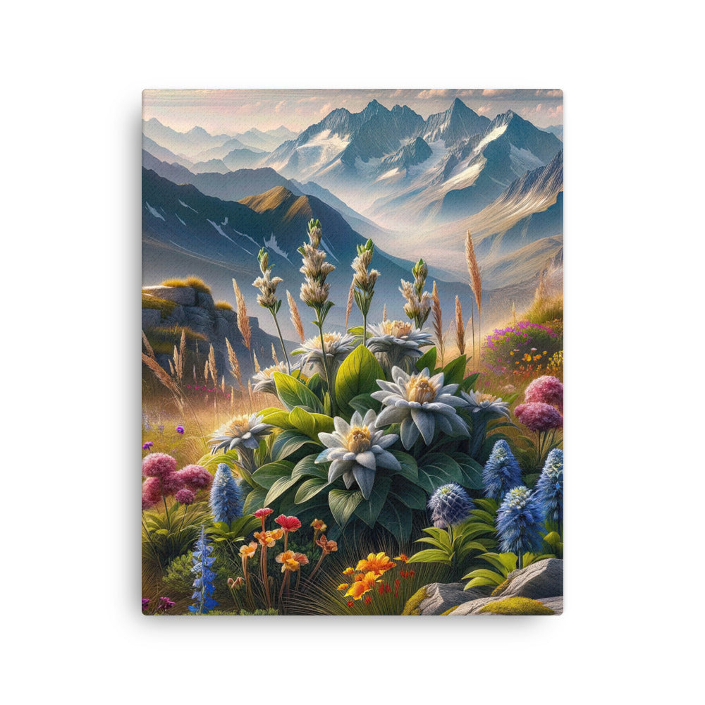 Alpine Flora: Digitales Kunstwerk mit lebendigen Blumen - Dünne Leinwand berge xxx yyy zzz 40.6 x 50.8 cm
