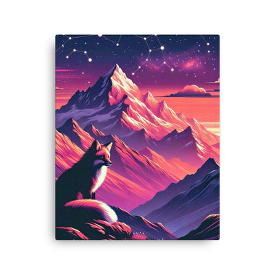 Fuchs im dramatischen Sonnenuntergang: Digitale Bergillustration in Abendfarben - Dünne Leinwand camping xxx yyy zzz 40.6 x 50.8 cm